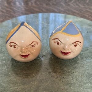 Vintage Ceramic Face Salt and Pepper Shakers